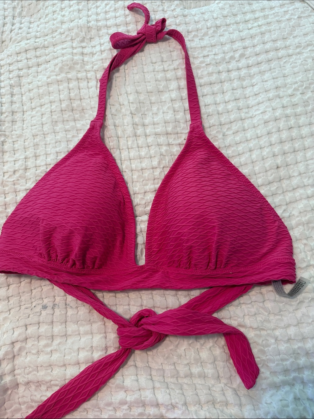 Victoria's Secret Hot Pink Textured Halter Bikini Top